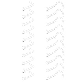 Crdifu Clear Nose Studs 22G L Shaped Plastic Invisible Hide Nose Piercing Retainers Flat Top for School Work 0.6mm