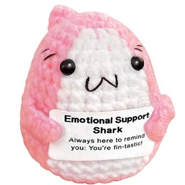 CAREOR Positive Shark, Mini Knitted Shark Positive Shark Crochet Animals Emotional Support Inspirational Motivational Encouragement Gift Party Decoration (Pink)