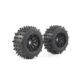 FLMLF Super Grip Big Rear Nail Tire Wheel Sets 185X85mm for 1/5 HPI ROFUN ROVAN KM Baja 5B SS Buggy Truck Rc Car Parts (Black)