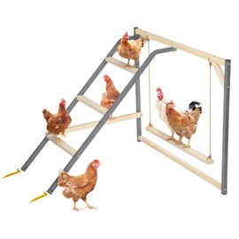 PETSFIT Chicken Perch for Coop-Solid Wood and Rustproof Iron Roosting Bar with Swing - Ideal for Backyard Poultry, Chicken Coops, and Farms-Easy to Assemble and Clean