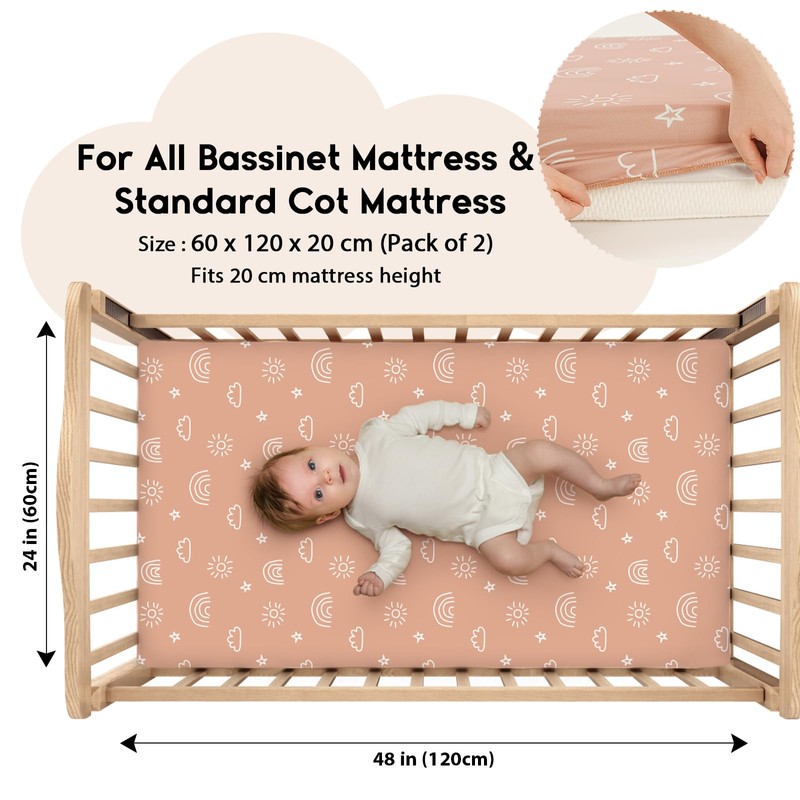 Yoofoss Pack of 2 Baby Fitted Sheets 60 x 120