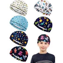 Geyoga 6 Pcs Skull Caps for Kid Youth Skull Cap for Under Helmet Football Sport Wicking Cap Running Hat(Funny Style) Colorful