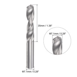 uxcell Solid Carbide Drill Bits, 7.1mm C2/K20 Tungsten Carbide Jobber Drill Bits Straight Shank Drilling Tool for Stainless Steel Aluminum Iron Metal Plastic