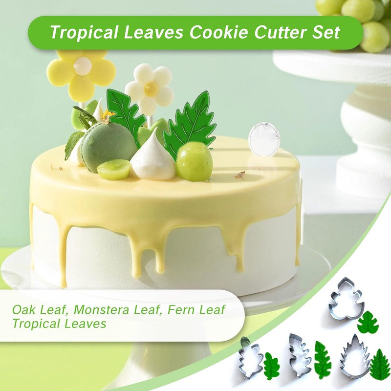 NIIIYTYB 4 Piece Leaf Cookie Cutter Set Tropical Stainless Steel