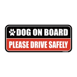 GEEKBEAR Dog on Board Car Magnet_Rectangular Type (Black/Red)