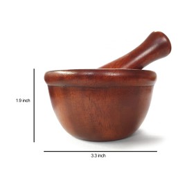 LENITH Mini Lacquered Wooden Mortar and Pestle Set Grinding Bowl Set Garlic Crush Pot Kitchen Tool