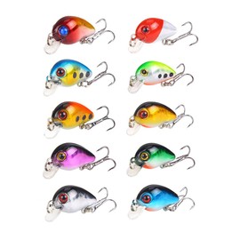 CENPEK 10pcs Fishing Lure 3 cm/1.6 g Mini Wobbler Fishing Lure Artificial Hard Bait Crankbait with Tackle Box