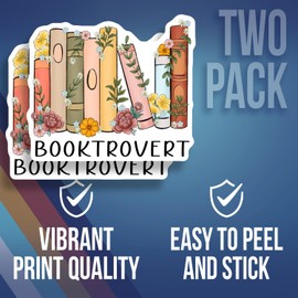 Booktrovert Sticker - Book Lover Gift - Bibliophile Decal - Floral Book Sticker - Gift for Readers - Cute Bookish Sticker - Bookish Decor - Durable Decorative Design for Home Or Office AAS1705