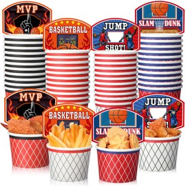 Dandat 96 Pieces Basketball Hoop Snack Cups Basketball Themed Party Supplies Disposable Basketball Treat Paper Cups Cute Ice Cream Bowls for Basketball Party Decorations Birthday Party Favors