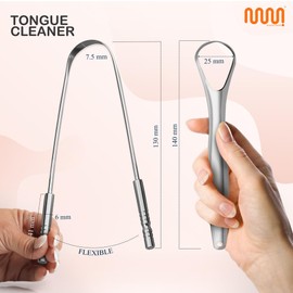 mastermedi MasterMedi Tongue Scraper with Multicolor Cases (2 Pack), 100% Stainless Steel, Reduce Bad Breath, Easy to Use Tongue Scraper for Adults, Tongue Cleaner for Oral Care & Hygiene