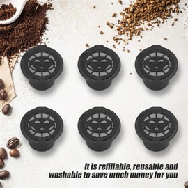 6 Pack Reusable Refillable Coffee Capsule Filters for Coffee Machines, Stainless Steel Replacement Capsules, Universal K Cup with Five Hole Design
