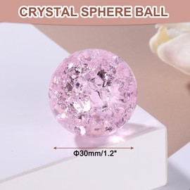 uxcell 30mm/1.2" Crystal Sphere Ball Ice Cracked Glass Solid Decorative Sphere Crystal Ball Prop Ornament for Feng Shui Divination Fortune Telling Tabletop Fountain Decoration, Pink