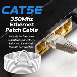 Cables Direct Online Cat5e 25FT Network Ethernet Patch Cable, 350Mhz Internet Wire, Compatible with PC, Laptop, Modem, Router, TVs, Printer Cord, Consoles for Home and Office, White
