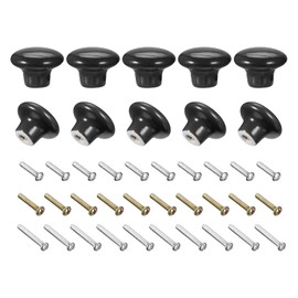 sourcing map Ceramic Drawer Knobs 15pcs, Vintage Dressers Mushroom Shape Pulls 1.1"x1.5" for Dresser Door Handles Cupboard Wardrobe Drawer(Black)