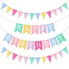 Happy Birthday Banner with 24 Pennant Flags, Pre-Strung Reusable Imitated