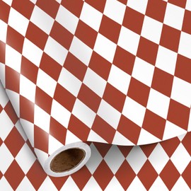 RUSPEPA Red White Geometric Wrapping Paper Roll, Mini Roll, Watercolor Brushstroke Diamond Design Gift Wrap Paper for Christmas, Holiday, Birthday, Valentine's Day, Anniversary, 17 Inches x 16.4 Feet