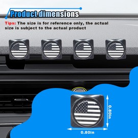 BDZMC 4PCS American Flag Car Mini Hooks, Adhesive Car Seat Headrest Hook Stick on Dashboard Wall, Vehicle Interior Hanging Hook Sticker, Car Storage Hanger for Key, Handbag, Cable, Mask (Black/White)