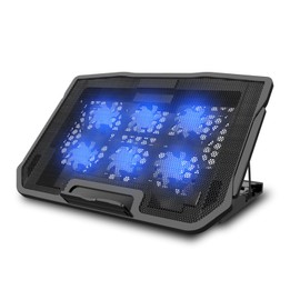 Adjustable Laptop Stand with 6 Quiet Cooling Fans, Upgraded Laptop Cooler Cooling Pad, Aluminum Laptop Stand for Desk Foldable, Ergonomic Computer Notebook Stand Holder for All Laptops and Notebook