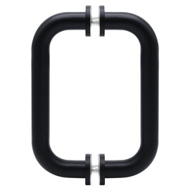 Royalty Glass Shower Door Handle – 8” Back to Back Tubular Shower Door Handles Replacement for Frameless Shower Door - 304 Stainless Steel Shower Glass Door Handle with Trim Washers (Matte Black)