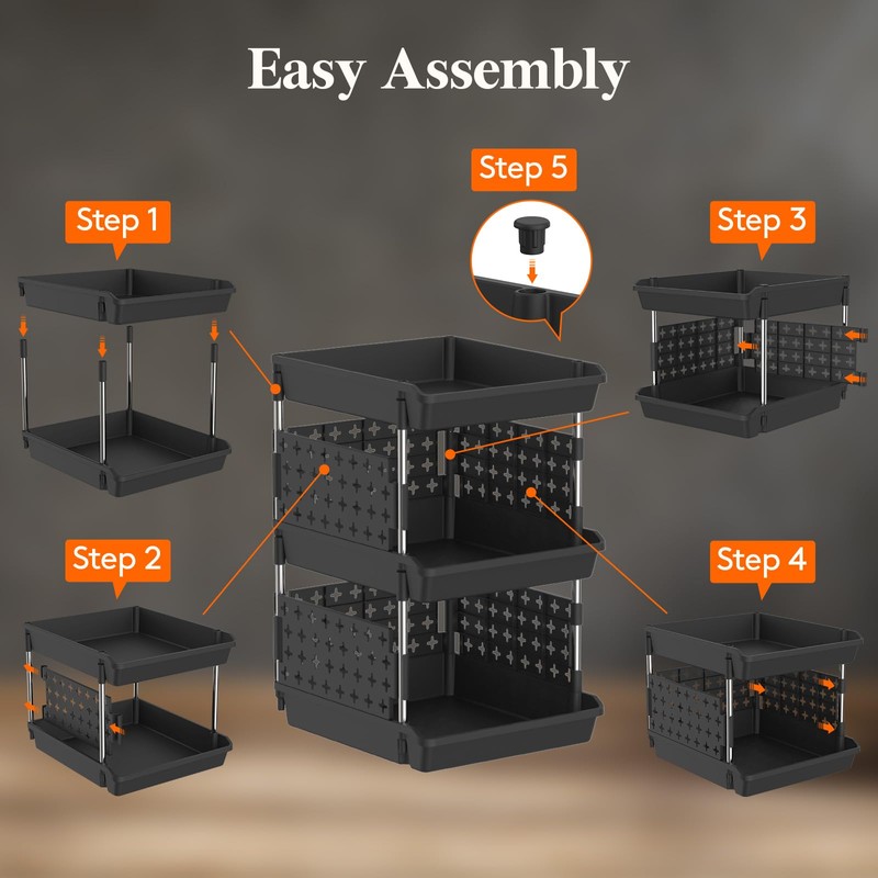 Lifewit Plastic Stackable Storage Baskets, 3 Tier Stacking Bins for
