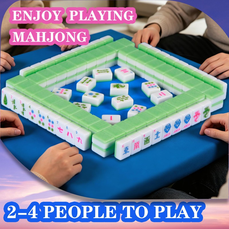 YINIUREN Mahjong Tile Set Green 166 American Mahjong Tile Set