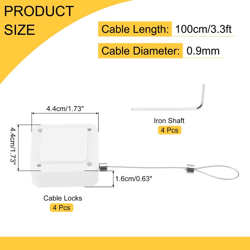 sourcing map 3.3 ft Retractable Cable Lock with Latch Remote