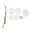 Lotion Applicator EVA Wooden Handle 4 Replaceable Pads Shower Brush