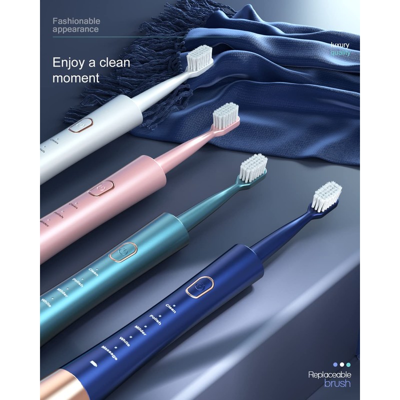 AJELU AJELU IPX7 Waterproof Sonicare Electric Toothbrush, 2-Hour Fast Charge