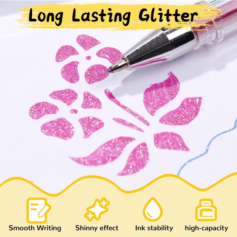 Glitter Gel Pens, 8 Colour Glitter Gel Pens with 8