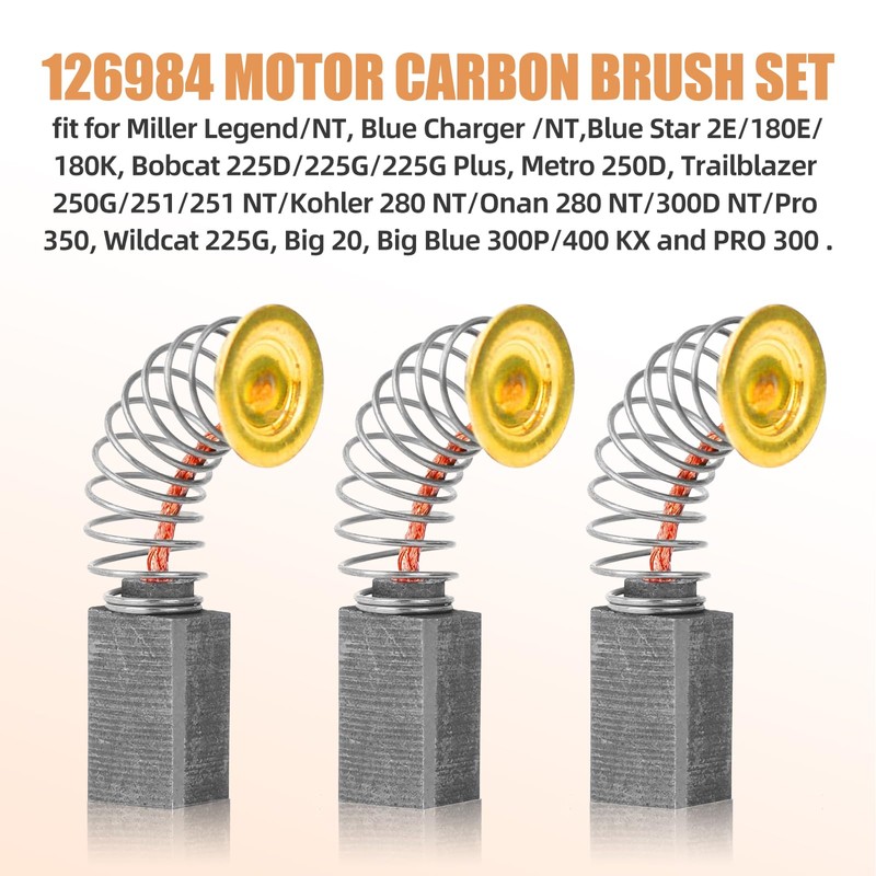 3 pack 126984 Carbon Brush with Spring for Miller Welder