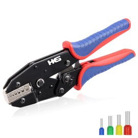 HKS Crimping Tool for Sleeves Ferrule Terminals & Pin Cord End- Ratcheting Wire Crimpers - AWG 22-8 (0.5-10mm²) - Ratchet Terminal Crimper - Electrical Crimping Tool