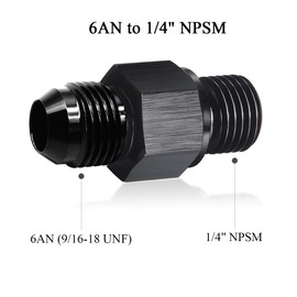 2 Packs 6AN Male Flare to 1/4" NPSM Transmission Cooler Adapter Fitting, 6An Fitting, AN6 Transmission Fitting Fits 200-4R, 700R4, TH350, TH400, 4L60E, TR6060, AOD 4R100, 4R70W, C5 Aluminum Black