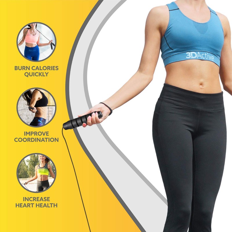 3DActive Jump Rope, Tangle-Free Adjustable Skipping Rope with Ball Bearings.