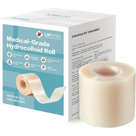 LIFARA Hydrocolloid Roll for Wound Care – Extra-Large Cut-to-Size Bandage (2in x 10ft) | Ultra-Absorbent, Flexible, Waterproof Self-Adhesive Patch | First Aid Essential