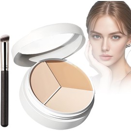 Tricolor Concealer, 2025 Tri Color Face Concealer Highlight Contour Palette Tri Color Concealer Pot, Upgrade Colors Correcting Concealer for Mature...