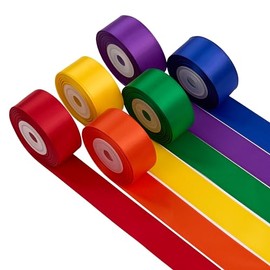 DINDOSAL Rainbow Satin Ribbon - 1 Inch Colorful Multicolor Fabric for Crafts, Garland, Tulle & Birthday Party Decoration - 60 Yards