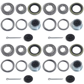 iBroPrat 4 Sets 3500 LB Boat Trailer Axle Bearing Kits, L68149 L44649 Bearing Kits, 171255TB/10-19 Grease Seals, 1.98" Dust Covers and Rubber Plugs, Cotter Pins for #84 Spindle
