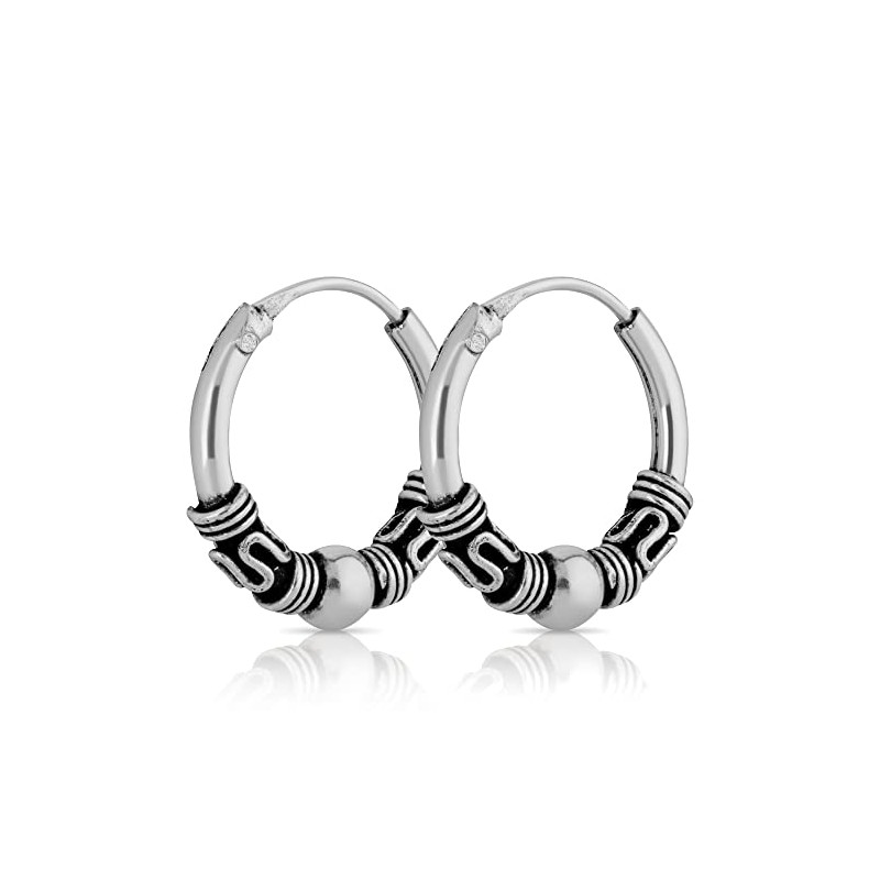 NKlaus 2644 Pair of Bali Hoop Earrings 12 mm 925