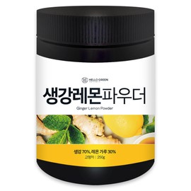 헬로우그린 생강 레몬 파우더 250g(통) 가루 분말, 250g, 1개 Hello Green Ginger Lemon Powder 250g (Container) Powder