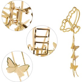 Paquete de 4 pinzas de metal con diseño de mariposa dorada, con borla, antideslizantes, accesorios para el cabello para mujeres y niñas, para cabello más fino y grueso, suministros de moda para el cabello