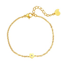 Happiness Boutique Women's Flower Bracelet, Filigree Bracelet with Flower Pendant Made of Stainless Steel in Gold, Rose Gold, Silver, Waterproof Bracelet with Flower Charm, Yellow Gold, Cubic Zirconia