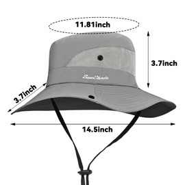 Tphon - Sombrero de sol para mujer, safari, sombrero de pesca para playa, verano, con ala ancha, protección UV para exteriores, 02 gris, 6 3/4-7 3/8