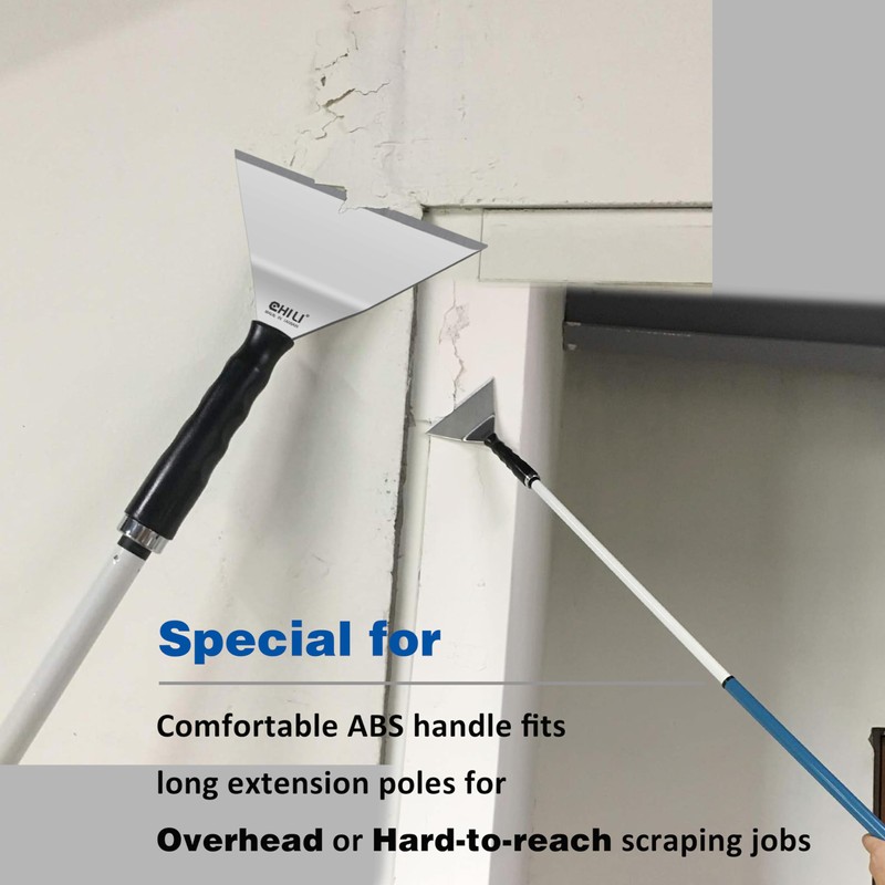 CHILI TOOLS 7" Bent Stainless Steel Chisel Pole Scraper, Overhead