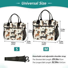 PDYRLEN Cute Dachshunds and Paw Print Lunch Bag Reusable Lunch Tote Bags Insulated Leakproof Cooler Bag Lunch Box Adjustable Shoulder Meal Holder for Women Men Work Picnic Camping