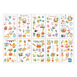 Pack of 10 Children's Easter Tattoos, Window Pictures, Tattoos for Children, Luminous Skin-Friendly Children's Tattoos, Easter Decotation Gifts, Crafts, Party Bags, Decorations for Boys