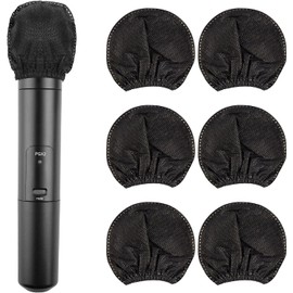 Disposable Microphone Covers, 40pcs Non-woven Windscreen with Elastic Band, Microphone Protection Caps for Recording Rooms, KTV, News Gathering (Black)