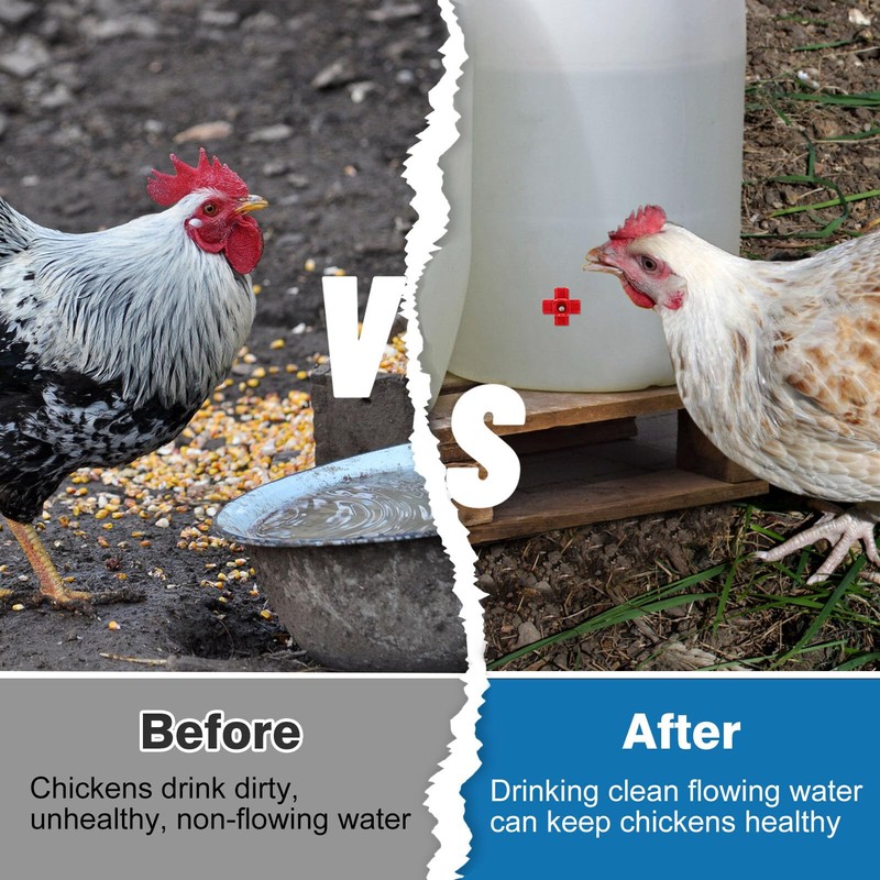 MEWTOGO 20 Pack Horizontal Chicken Nipples Waterer - Automatic Chicken