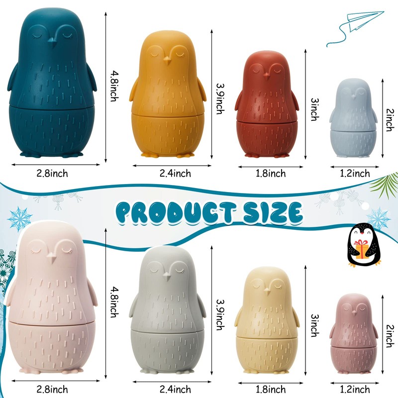 Chivao 8 Pieces Russian Nesting Dolls, Silicone Matryoshka Doll Easter