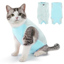 SlowTon Cat Surgery Recovery Suit - Hair Resistant Kitten Onesie for Cats After Surgery, Cone E Collar Alternative for Female Male Cats, Surgical Spay Recovery Suit for Abdominal Wound Skin Diseases