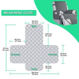 aolceth Armchair Protector for TV Chair, 100% Waterproof Chair Cover for Recliner Chair, Non-Slip Anti-Fouling 1 Seater Chair Protector with Pockets, Furniture Protection, 91 x 79 inches